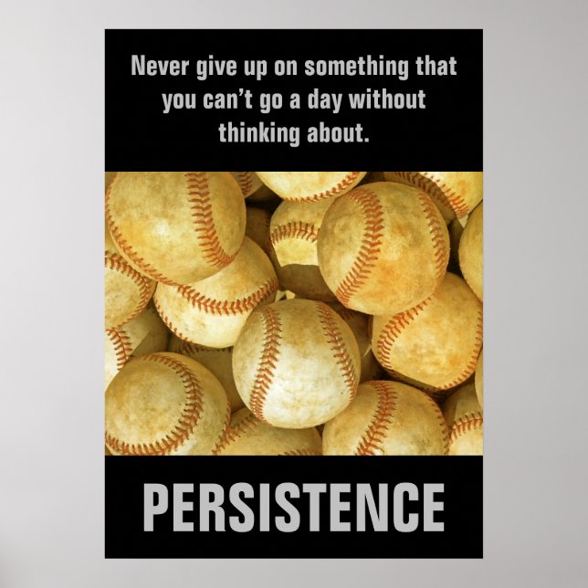 Póster Persistencia Motivación Inspiradora del béisbol (Frente)