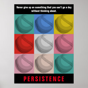 Póster Persistencia Motivación Inspiradora del béisbol