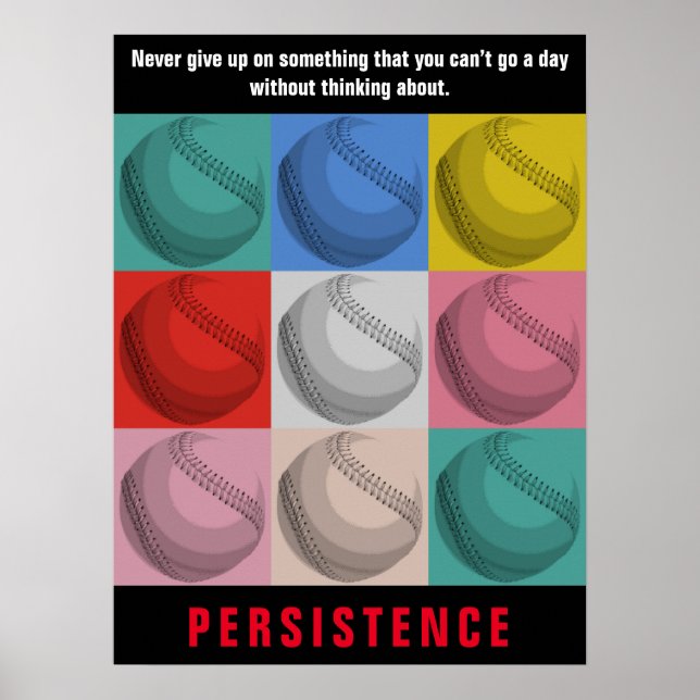 Póster Persistencia Motivación Inspiradora del béisbol (Frente)
