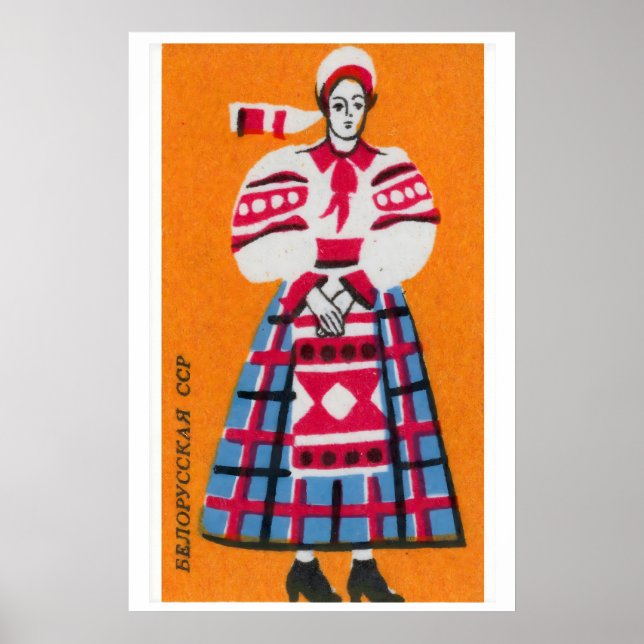 Póster Person Soviet Union Mid-Century Matchbox Label (Frente)