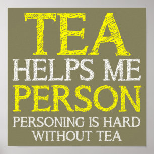 Póster Persona del Té Personificando Cartel Signo Diverti