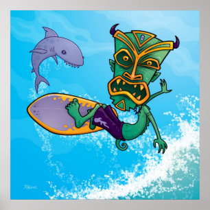 Póster Persona que practica surf de Tiki