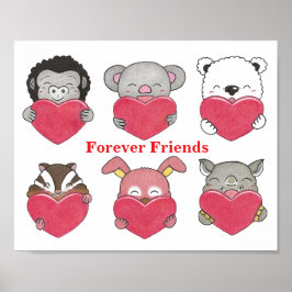 Póster Personaje animal Para siempre amigos Corazón niños