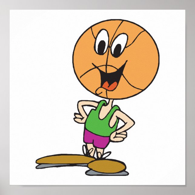 Póster personaje de baloncesto divertido (Frente)