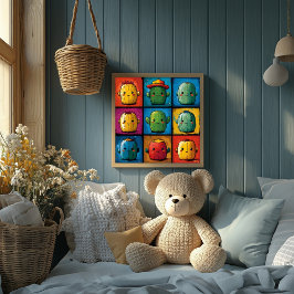 Póster Personaje de Cactus Divertido para Cuadrícula en D