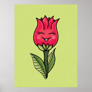 Póster Personaje de caricatura de flor suave Planta Lover