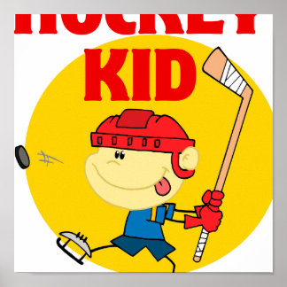 Póster personaje de caricatura de un chico de hockey lind