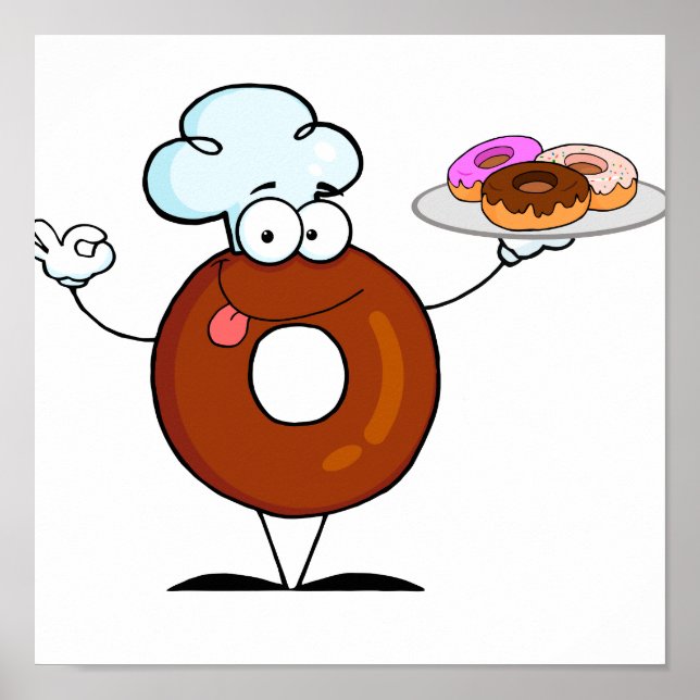 Póster personaje de caricatura del chef burro donut (Frente)