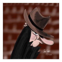 Póster Personaje de dibujos animados villano furtivo