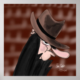 Póster Personaje de dibujos animados villano furtivo