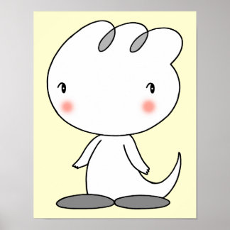 Póster Personaje de dinosaurio tranquilizador.
