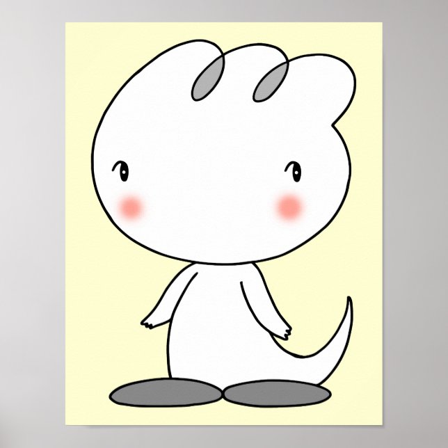 Póster Personaje de dinosaurio tranquilizador. (Frente)