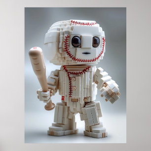 Póster Personaje de mascota de béisbol voxel