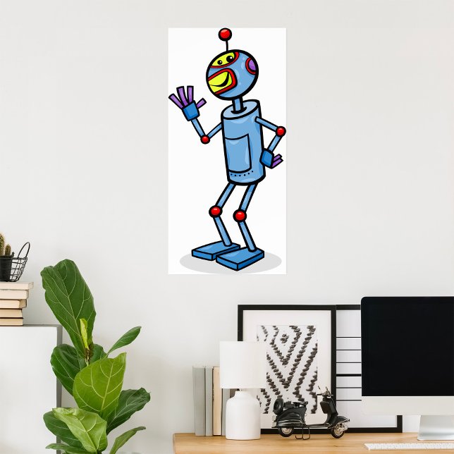 Póster Personaje de Robot Retro Futurista Saludando (Subido por el creador)