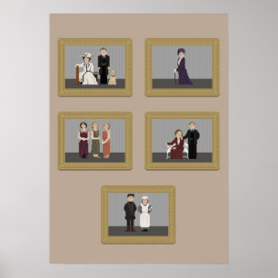 Póster Personajes de la abadía de Downton Pixel Art