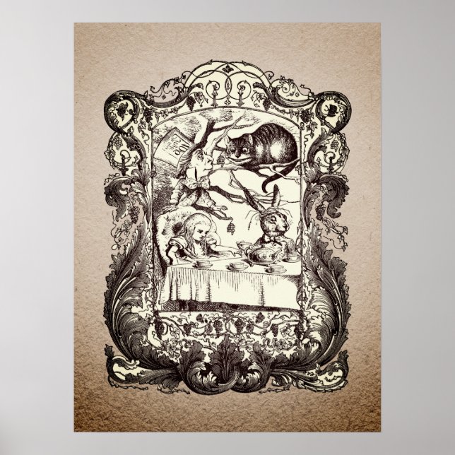 Póster Personajes de Wonderland enmarcados de época (Frente)