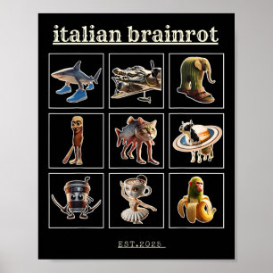 Póster Personajes italianos de loro meme Gen Z Funny Humo