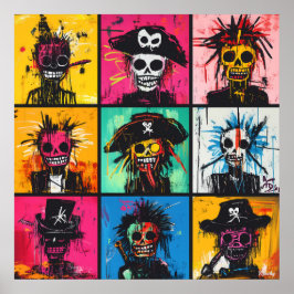 Póster Personajes Piratas de Graffiti en Calle Audaz y Vi