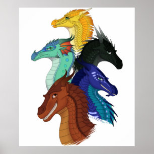 Póster Personajes principales de Wings fire Dragon clásic