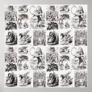 Póster Personajes vintage de Alice in Wonderland