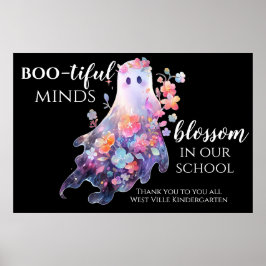 Póster Personal escolar de Halloween Gracias Horizontal