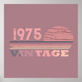 Póster Personaliazada cincuenta vintage fiesta de cumplea