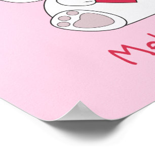 Póster Personalice el conejo blanco lindo, niña de corazó