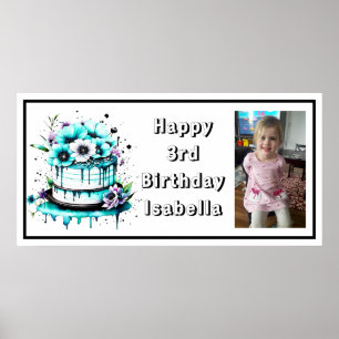 Póster Personalice la pancarta feliz cumpleaños de una ni