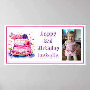 Póster Personalice la pancarta feliz cumpleaños de una ni