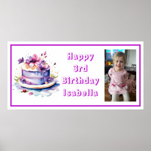Póster Personalice la pancarta feliz cumpleaños de una ni