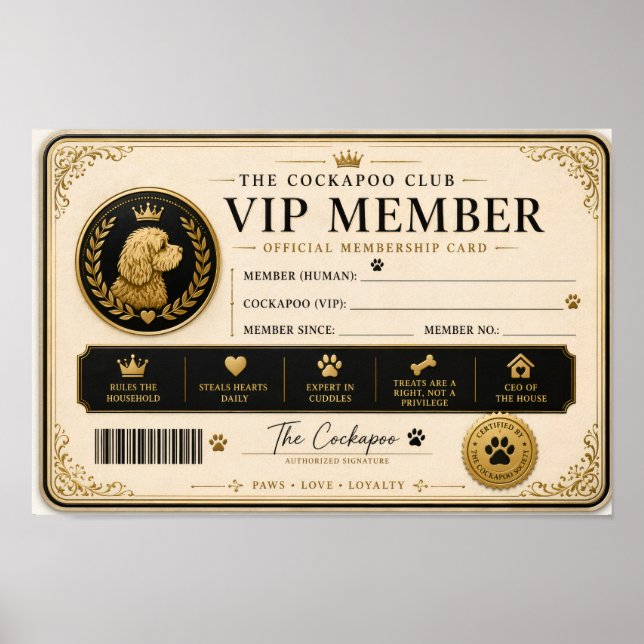 Póster Personalised Cockapoo Membership Card Gift (Frente)
