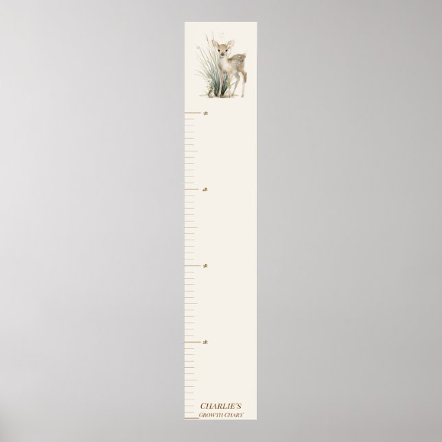 Póster Personalised Woodland Deer Growth Chart (Frente)