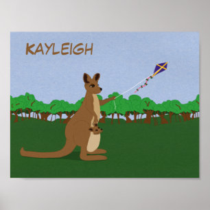 Póster Personaliza al Personalizado Kangaroos volando una