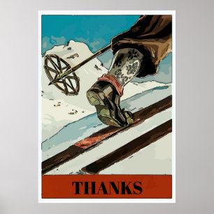 Póster Personaliza, añade texto, Montaña Nieve Esquí