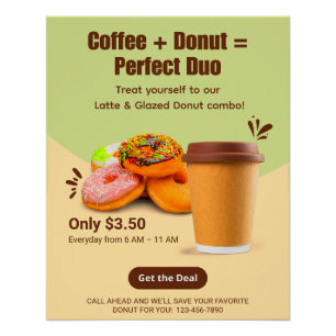 Póster Personaliza Café y Donas: El Dúo Perfecto