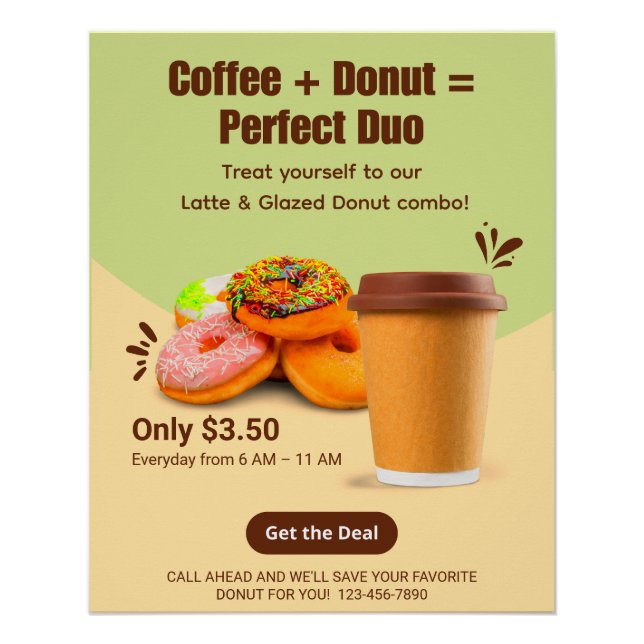 Póster Personaliza Café y Donas: El Dúo Perfecto (Anverso)