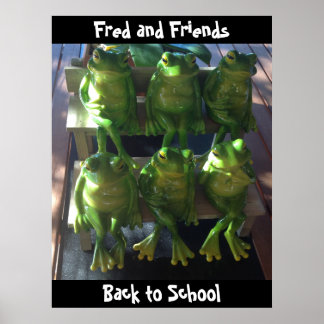 Póster Personaliza cartel de rana De vuelta a la escuela