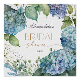 Póster Personaliza Ducha de Novia Hortensias Azules