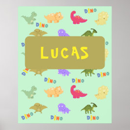 Póster Personaliza el dino colorido