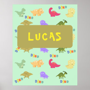 Póster Personaliza el dino colorido