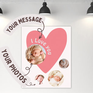 Póster Personaliza el regalo para bebés con 4 fotos y men