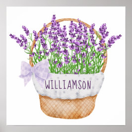 Póster Personaliza Floral Lavanda Morado Verde Canasta