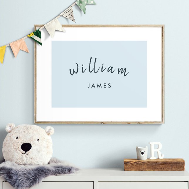 Póster Personaliza Nombre Niño Escaparate de juegos Niño  (Shown framed. Print is designed with a white border that gives the illusion of a mat.)