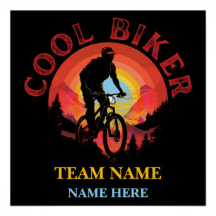 Póster Personaliza Nombre Personalizado Equipo de Ciclism