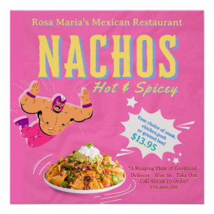 Póster Personaliza promocion de nachos de restaurante mex