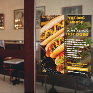 Póster Personaliza Restaurante de Hotdogs Deliciosos Medi