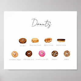 Póster Personalizable acuarela Donut Rótulo