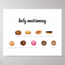 Póster Personalizable acuarela Donut Rótulo