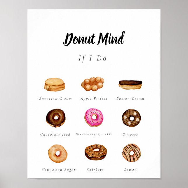 Póster Personalizable acuarela Donut Rótulo (Frente)