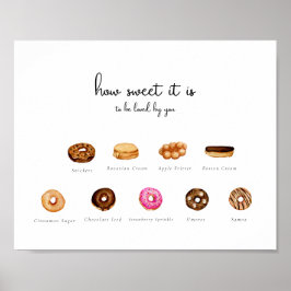 Póster Personalizable acuarela Donut Rótulo
